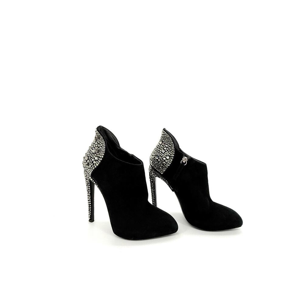 Giuseppe Zanotti x Jennifer Lopez Gertie Bootie 38.5 US 8.5 Black Suede Crystal